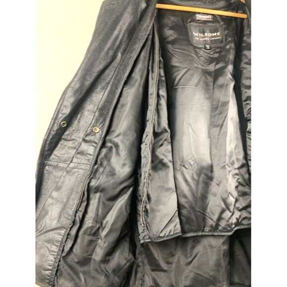 Wilsons Black Leather Belted Jacket Women's Medium with Thinsulate Lining Vtg - Picture 9 of 16